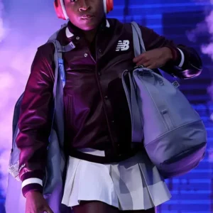 US Open 2025 Coco Gauff Brown Leather Jacket