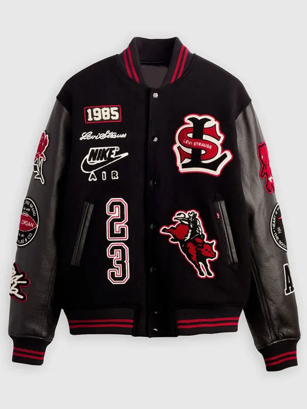 Levi Strauss x Air Jordan Black Varsity Jacket Levi Strauss x Air Jordan Black Varsity Jacket