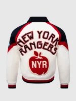 New York Rangers White Wool Varsity Jacket - Image 2