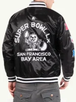 NFL Super Bowl LX 2026 Black Satin Varsity Jacket