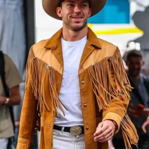 Alpine F1 Team Pierre Gasly Brown Cowboy Fringe Jacket