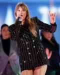 Taylor Swift Eras Tour Black Sequin Coat