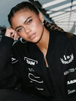 Bianca Bustamante Pirelli Black Racing Bomber Jacket
