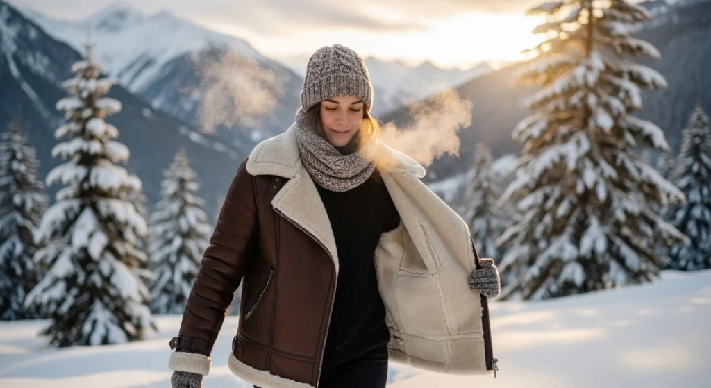 Brown Leather Shearling Jacket
