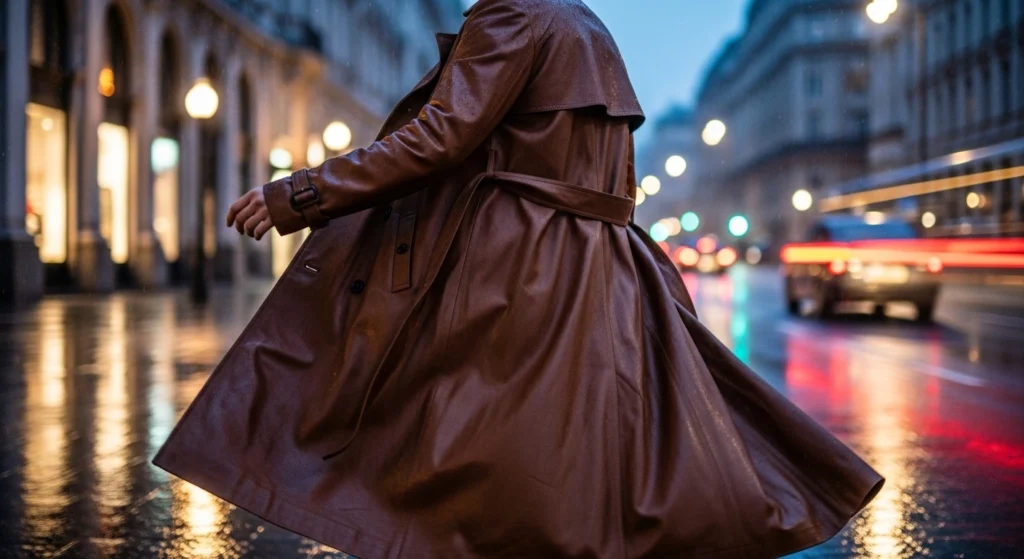 Brown Leather Trench Coat