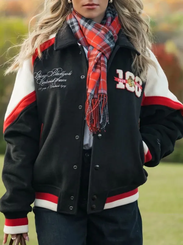 Blackhawks Centennial 2026 Black Varsity Jacket
