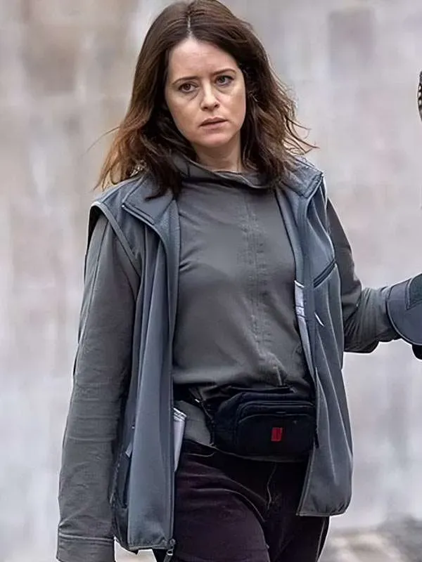Claire Foy H Is for Hawk Grey Vest Claire Foy H Is for Hawk Grey Vest