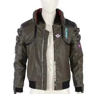 Samurai Cyberpunk 2077 Green Leather Jacket