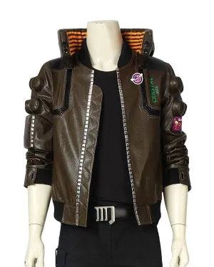 Samurai Cyberpunk 2077 Brown Leather Jacket