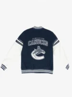 Elias Pettersson Canucks Blue Varsity Bomber Jacket - Image 3