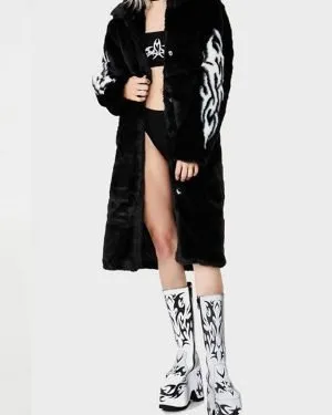 Womens Fallen Angel Black Fur Coat Womens Fallen Angel Black Fur Coat