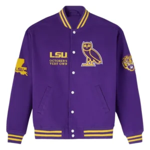 LSU Tigers x OVO Time To Shine Purple Varsity Jacket