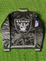 NFL Las Vegas Raiders Jacob Fatu Black Satin Jacket - Image 2