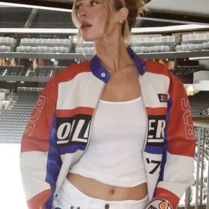 Edmonton Oilers Lauren Kyle Racing Leather Jacket