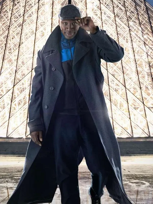 Omar Sy Lupin Black Long Coat Omar Sy Lupin Black Long Coat