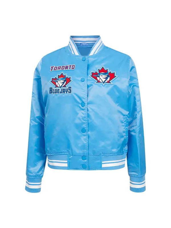 Toronto Blue Jays Satin Cropped Varsity Jacket MLB Toronto Blue Jays Satin Cropped Varsity Jacket MLB