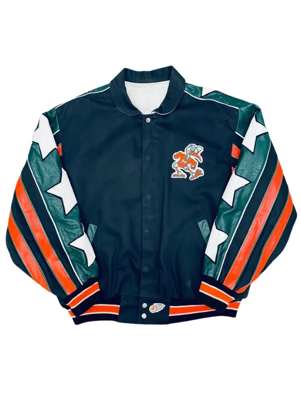 Fat Joe Miami Hurricanes 1990 Leather Varsity Jacket