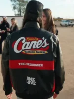 NASCAR Driver Toni Breidinger Canes Black Leather Jacket