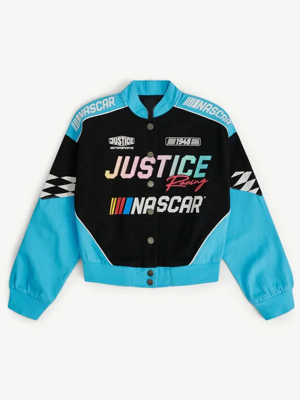 NASCAR X Justice 2026 Black Blue Racing Jacket