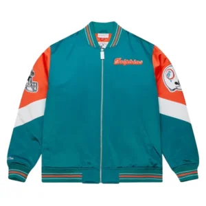 NFL Aqua Miami Dolphins Throwback Satin Jacket