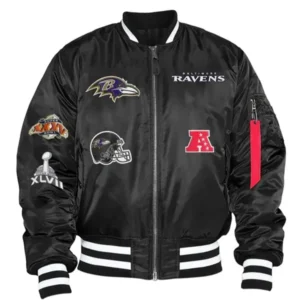 NFL Baltimore Ravens MA-1 Black Bomber Jacket