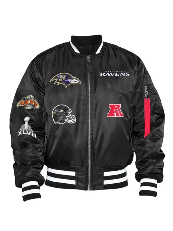 NFL Baltimore Ravens MA-1 Black Bomber Jacket NFL Baltimore Ravens MA-1 Black Bomber Jacket