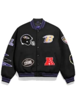NFL Baltimore Ravens Pennant Black Wool Varsity Jacket