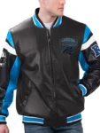 NFL Carolina Panthers Black Leather Jacket