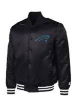 NFL Carolina Panthers Black Satin Varsity Jacket