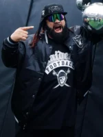 NFL Las Vegas Raiders Jacob Fatu Black Satin Jacket