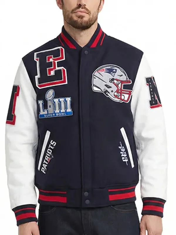 New England Patriots Wool & Leather Varsity Jacket
