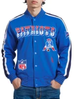 Patriots Super Bowl 60 Blue Cream Varsity Jacket - Image 2