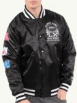 NFL Super Bowl LX 2026 Black Satin Varsity Jacket