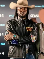 NFL Washington Commanders Shaboozey Black Leather Jacket