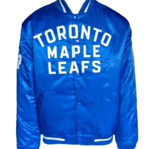 Toronto Maple Leafs Blue Satin Varsity Jacket