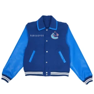 Vancouver Canucks Orca Blue Wool Varsity Jacket
