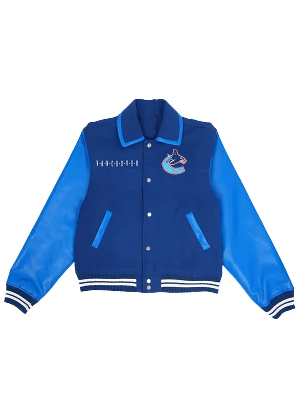 Vancouver Canucks Orca Blue Wool Varsity Jacket Vancouver Canucks Orca Blue Wool Varsity Jacket