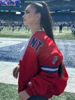 New York Giants Enisa Nikaj Satin Varsity Jacket