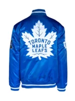 Toronto Maple Leafs Blue Satin Varsity Jacket - Image 3