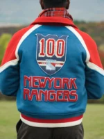NY Rangers Centennial 2026 Blue Varsity Jacket - Image 2