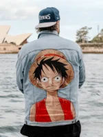 One Piece Luffy Blue Denim Jacket Unisex