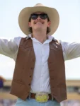 PBR Texas Rattlers Brown Leather Vest