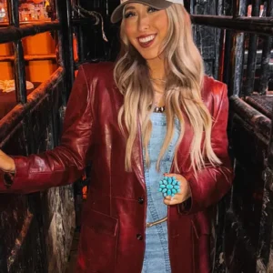 PBR Texas Rattlers Morgan Nicole Red Leather Blazer