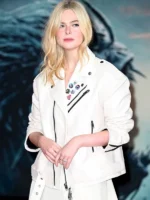 Elle Fanning Predator Badlands 2025 White Biker Jacket - Image 3