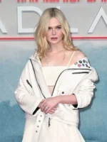 Elle Fanning Predator Badlands 2025 White Biker Jacket - Image 2