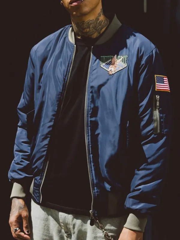 Resident Evil 4 Leon Kennedy Blue Bomber Jacket Resident Evil 4 Leon Kennedy Blue Bomber Jacket