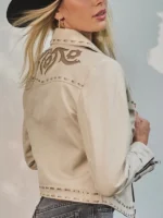 Rodeo Las Vegas Bloom Town White Leather Jacket