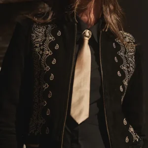 Rodeo Las Vegas Black Suede Bomber Jacket 2025