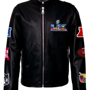 Super Bowl LX 2026 Unisex Black Leather Jacket