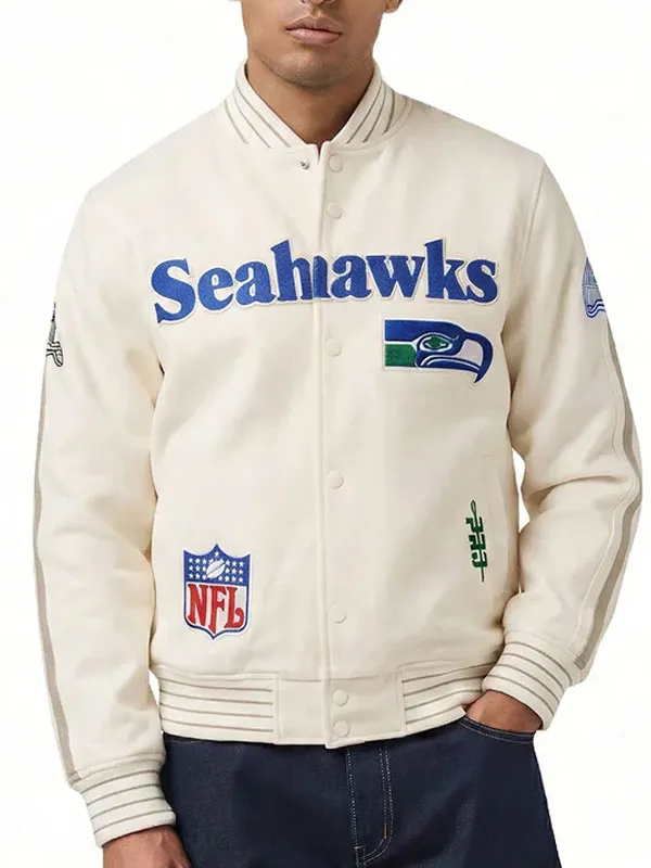 Seattle Seahawks 2026 Cream NFL Varsity Jacket Seattle Seahawks 2026 Cream NFL Varsity Jacket
